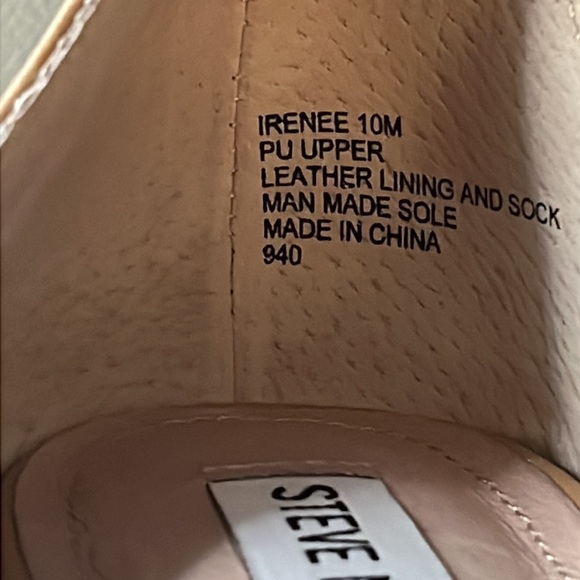 Steve Madden Irenee block heel ankle strap tan sandals Sz 10 faux leather - Picture 13 of 15